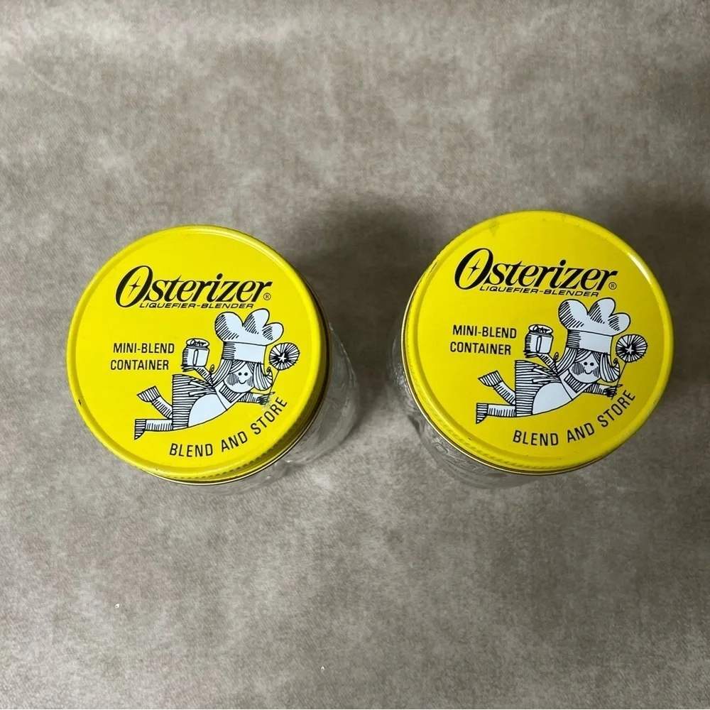 Set of (2) Osterizer Blend and Store Mini-Blend Containers Jars 8 oz
